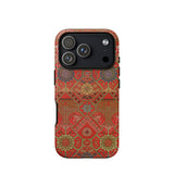 Flower Fan Pattern - G.a. Audsley Textile Art Phone Case Iphone 17 Pro / Matte Red Paisley 12 Black Camera, Infinite Garden Mobile Cases