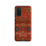 Flower Fan Pattern - G.a. Audsley Textile Art Samsung Case, Galaxy S20 / Matte, Red Gold Patterned Smartphone Case