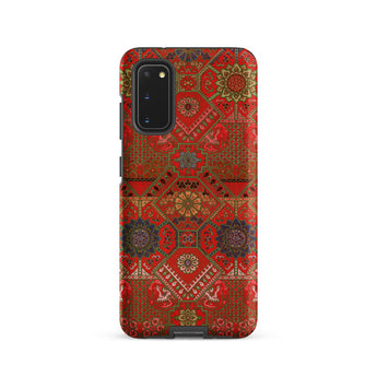 Flower Fan Pattern - G.a. Audsley Textile Art Samsung Case, Galaxy S20 / Matte, Red Gold Patterned Smartphone Case