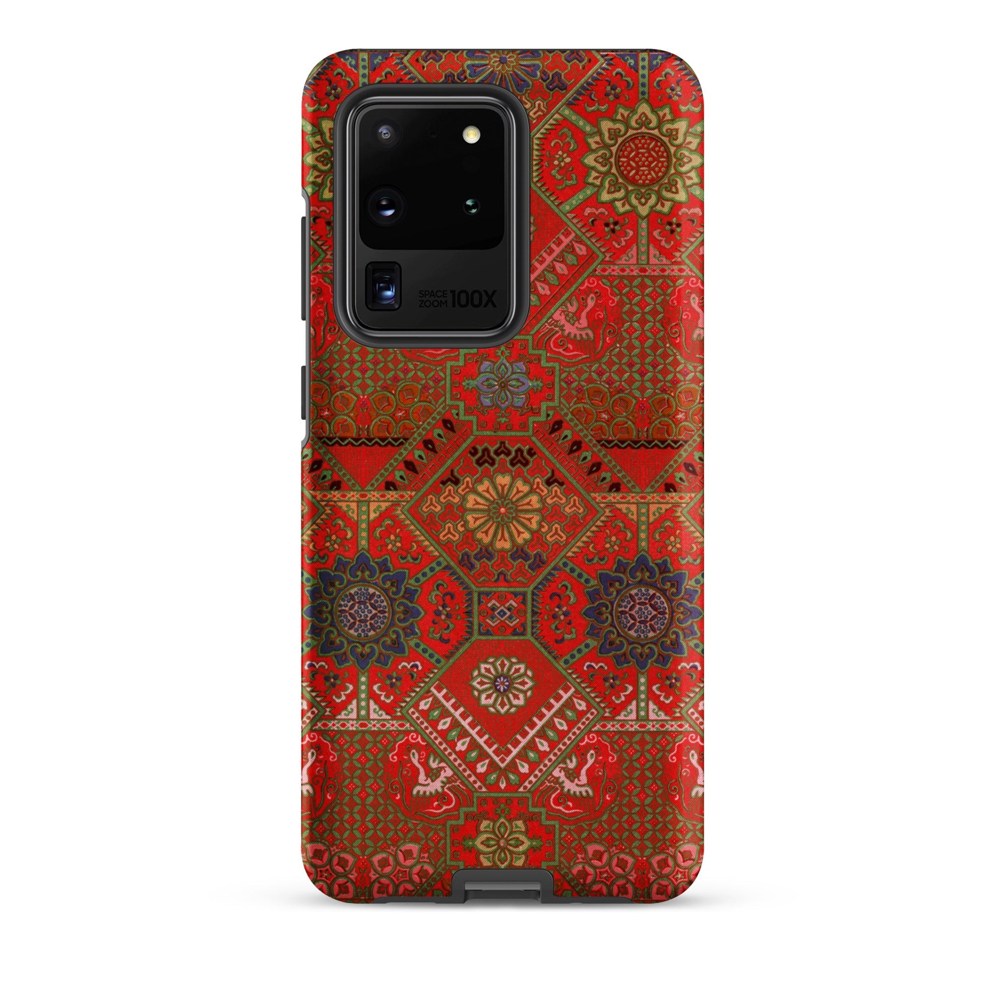 Flower Fan Pattern G.a. Audsley Textile Art Samsung Case, Galaxy S20 Ultra / Matte, Smartphone Red Intricately Patterned Case