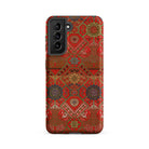Flower Fan Pattern G.a. Audsley Textile Art Samsung Case, Galaxy S21 Fe / Matte, Red Smartphone Case Intricate Multi Patterned Design