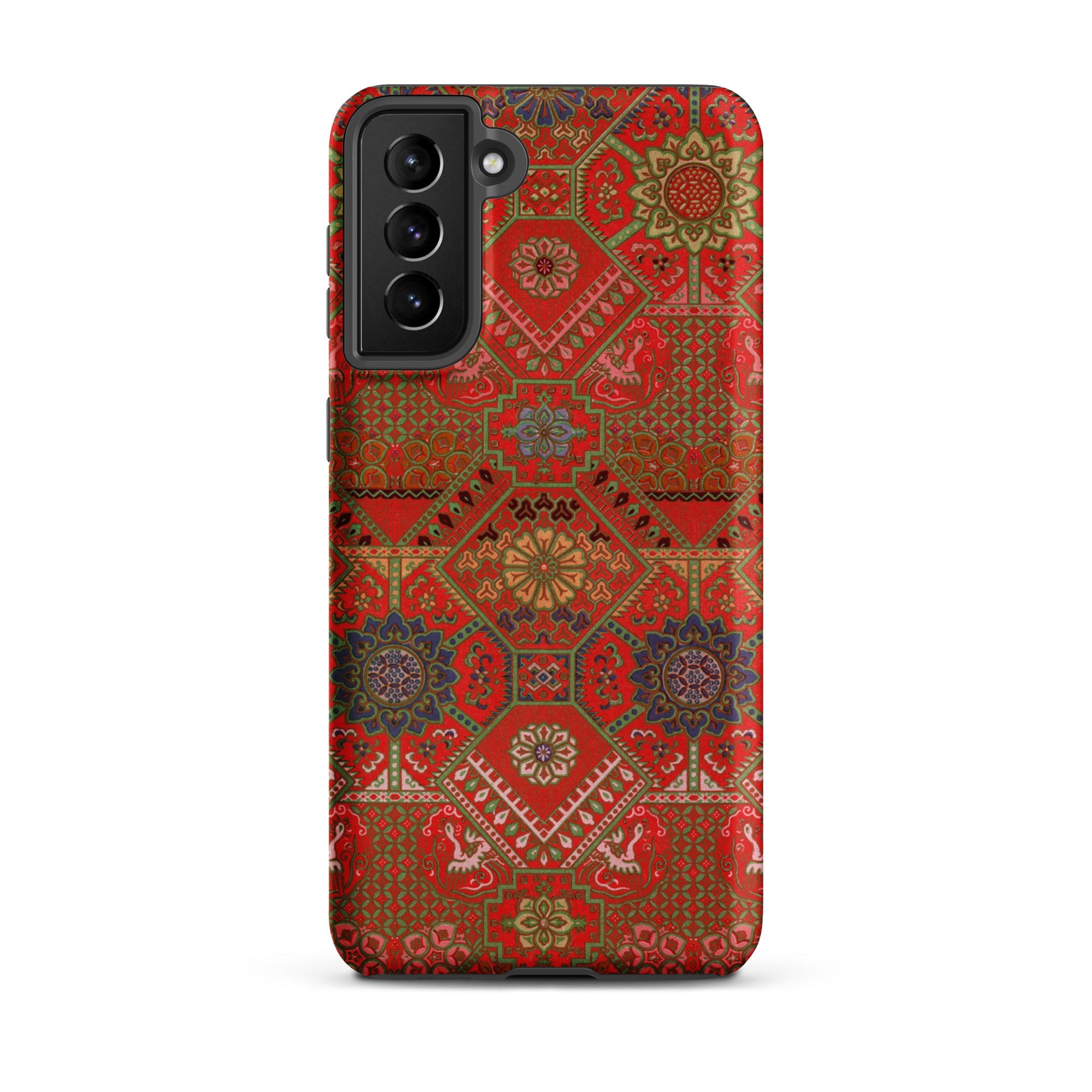 Flower Fan Pattern G.a. Audsley Textile Art Samsung Case, Galaxy S21 Plus / Matte, Red Phone Case Intricate Multi Patterned Design Gold Blue
