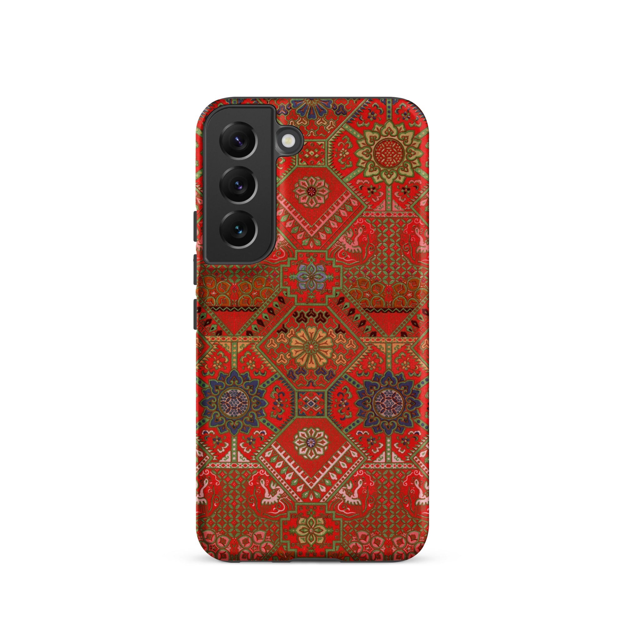 Flower Fan Pattern G.a. Audsley Textile Art Samsung Case, Galaxy S22 / Matte, Red Phone Case Intricate Multi Patterned Design