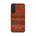 Flower Fan Pattern G.a. Audsley Textile Art Samsung Case, Galaxy S22 Plus / Matte, Red Phone Case Intricate Multi Patterned Design