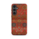 Flower Fan Pattern G.a. Audsley Textile Art Samsung Case, Galaxy S24 Plus / Matte, Smartphone Case Red Intricate Patterned Design