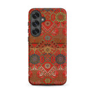 Flower Fan Pattern G.a. Audsley Textile Art Samsung Case, Galaxy S25 Plus / Matte, Red Phone Case Intricate Tapestry Pattern