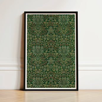 Framed Art Print Intricate Botanical Pattern Deep Green William Morris Flower, Garden, Victorian Design Innovation