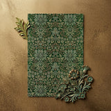 Flower Garden - William Morris Decorative Art Print / Canvas Elegant Dark Green Invitation Card Adorned Intricate Metallic William Morris