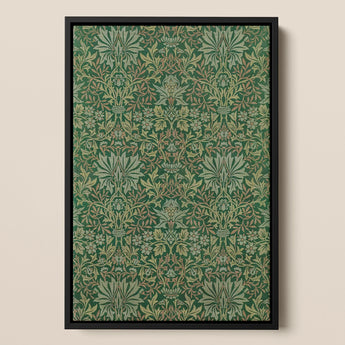 Flower Garden - William Morris Decorative Art Print / Canvas Framed Piece Art Intricate Damask Pattern Shades Green William Morris Flower,