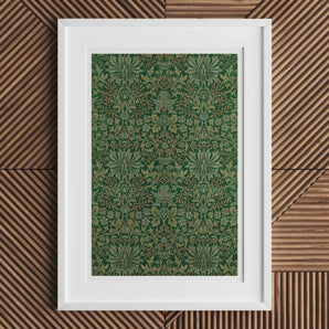 Flower Garden - William Morris Decorative Art Print, Framed Artwork Intricate Green Gold Floral Pattern