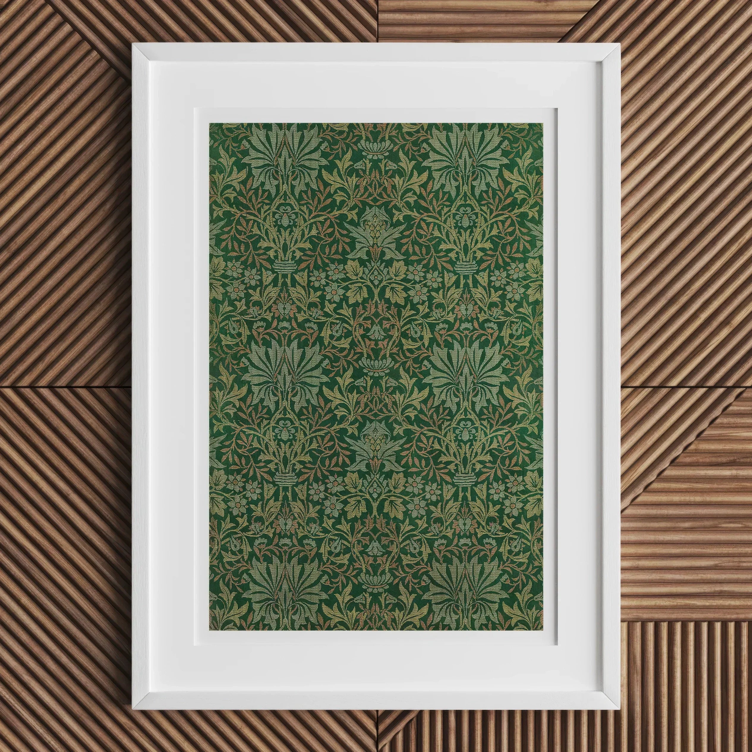 Flower Garden William Morris Decorative Art Print, Framed Artwork Intricate Green Gold Floral Pattern