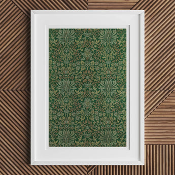 Flower Garden - William Morris Decorative Art Print, Framed Artwork Intricate Green Gold Floral Pattern