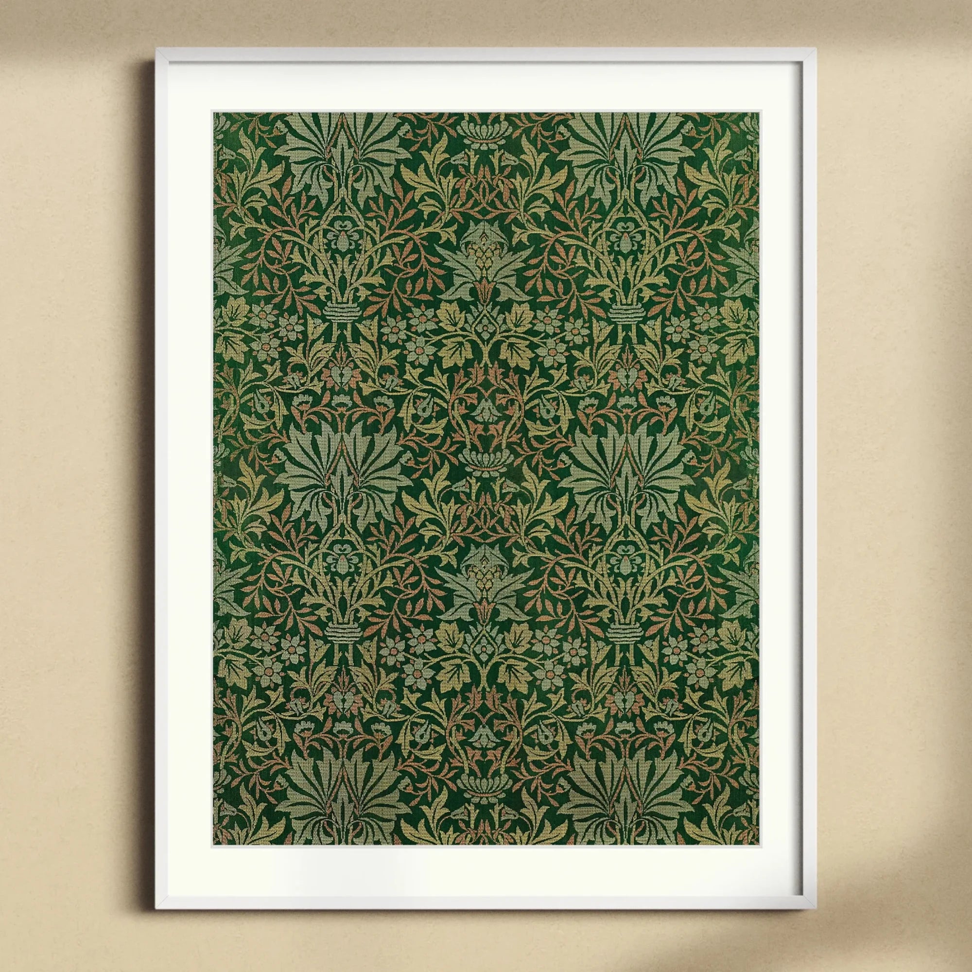 Flower Garden - William Morris Decorative Art Print, Framed Green Floral Wallpaper Pattern Ornate Victorian-style Designs