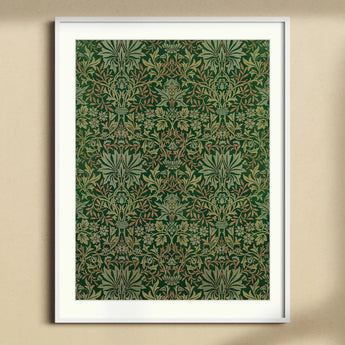 Flower Garden - William Morris Decorative Art Print, Framed Green Floral Wallpaper Pattern Ornate Victorian-style Designs