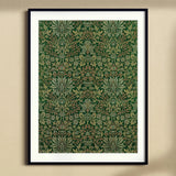 Flower Garden - William Morris Decorative Art Print, Framed Green Floral Wallpaper Pattern Ornate Symmetrical Designs