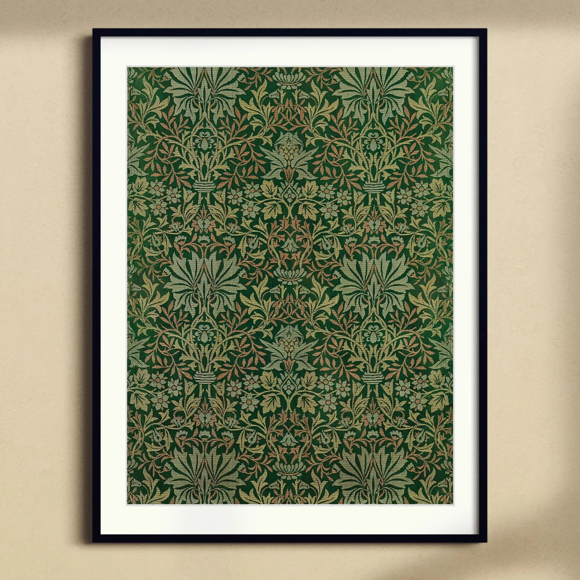 Flower Garden - William Morris Decorative Art Print, Framed Green Floral Wallpaper Pattern Ornate Symmetrical Designs