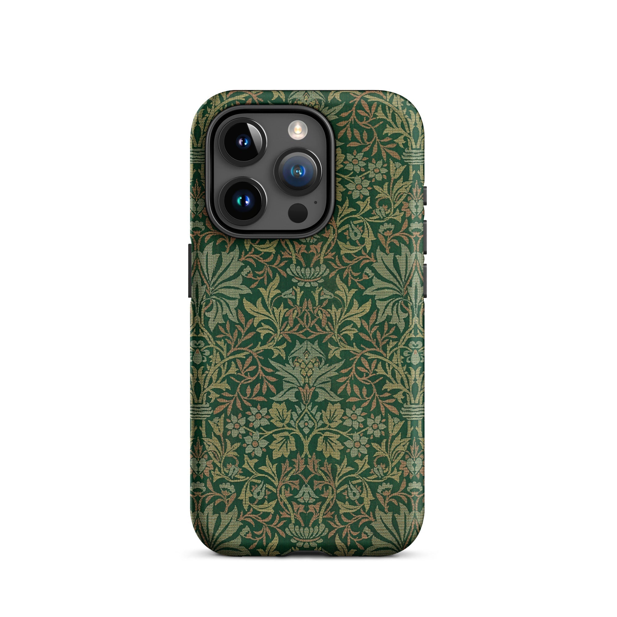 Flower Garden William Morris Pattern Iphone Case, 15 Pro / Matte, Green Floral Patterned Phone Case