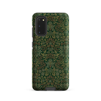 Flower Garden - William Morris Pattern Phone Case Samsung Galaxy S20 / Matte Dark Green Phone Case Intricate Gold Olive-toned Floral