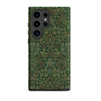 Flower Garden - William Morris Pattern Phone Case Samsung Galaxy S24 Ultra / Matte Dark Green Phone Case Intricate Vintage-inspired Floral