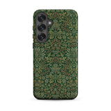 Flower Garden - William Morris Pattern Phone Case Samsung Galaxy S25 Plus / Matte Dark Green Phone Case Intricate Vintage-style Floral