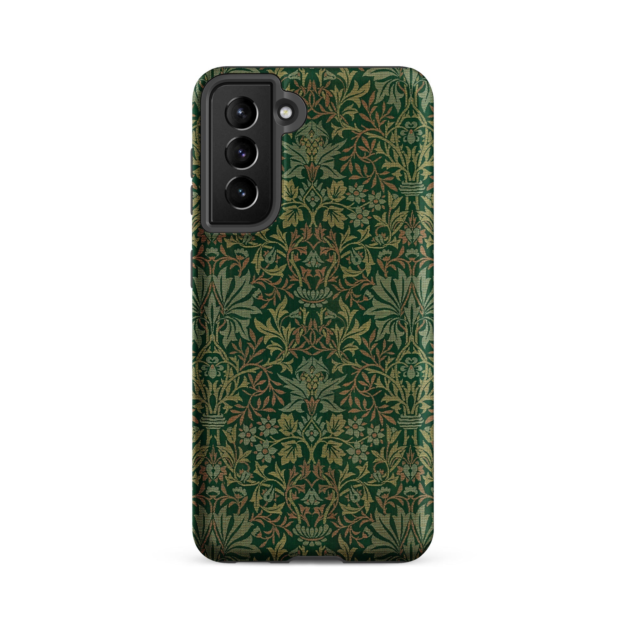 Flower Garden William Morris Pattern Samsung Case, Galaxy S21 Fe / Matte, Dark Green Phone Case Intricate Floral Leaf Pattern
