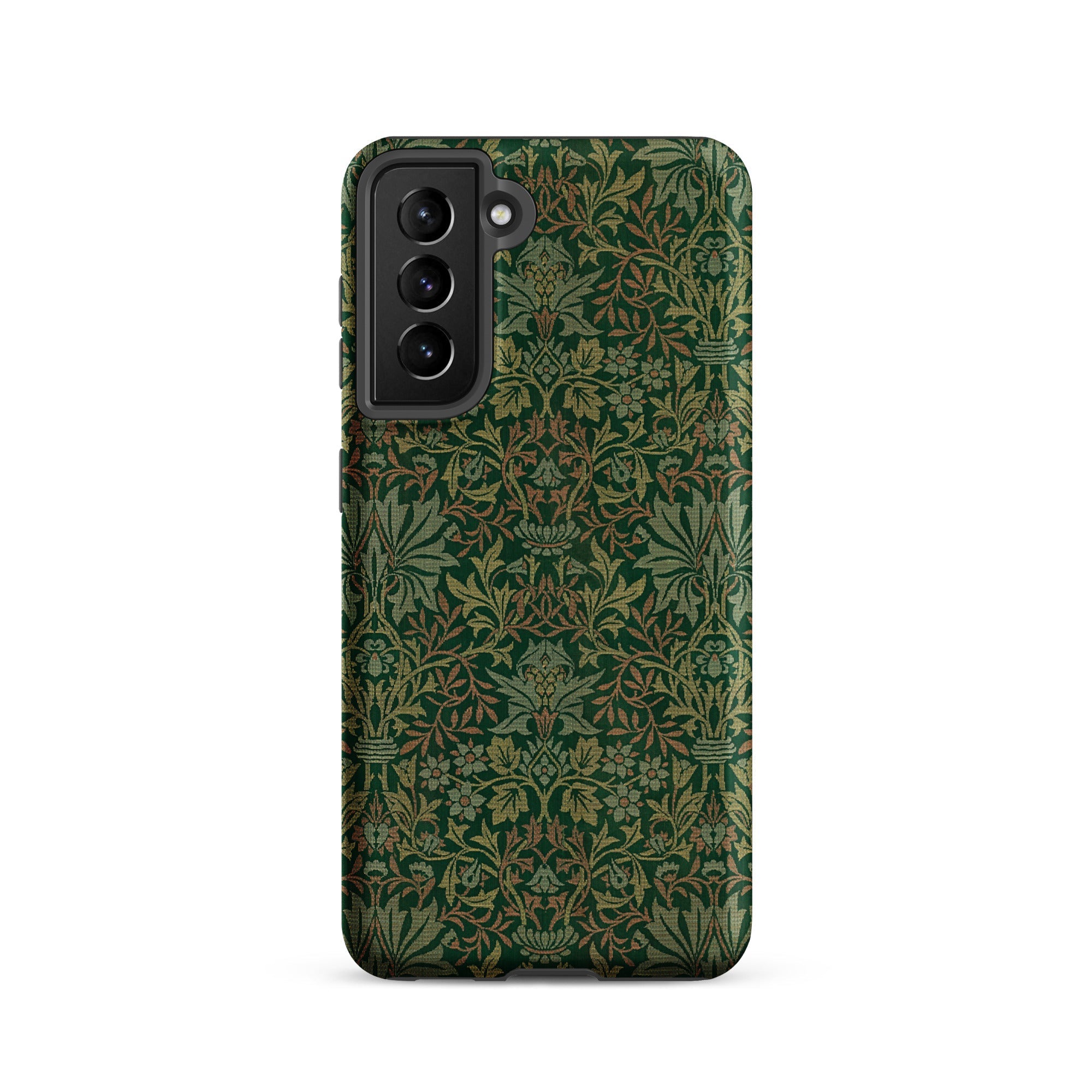 Flower Garden William Morris Pattern Samsung Case, Galaxy S21 / Matte, Dark Green Smartphone Case Floral Leaf Pattern