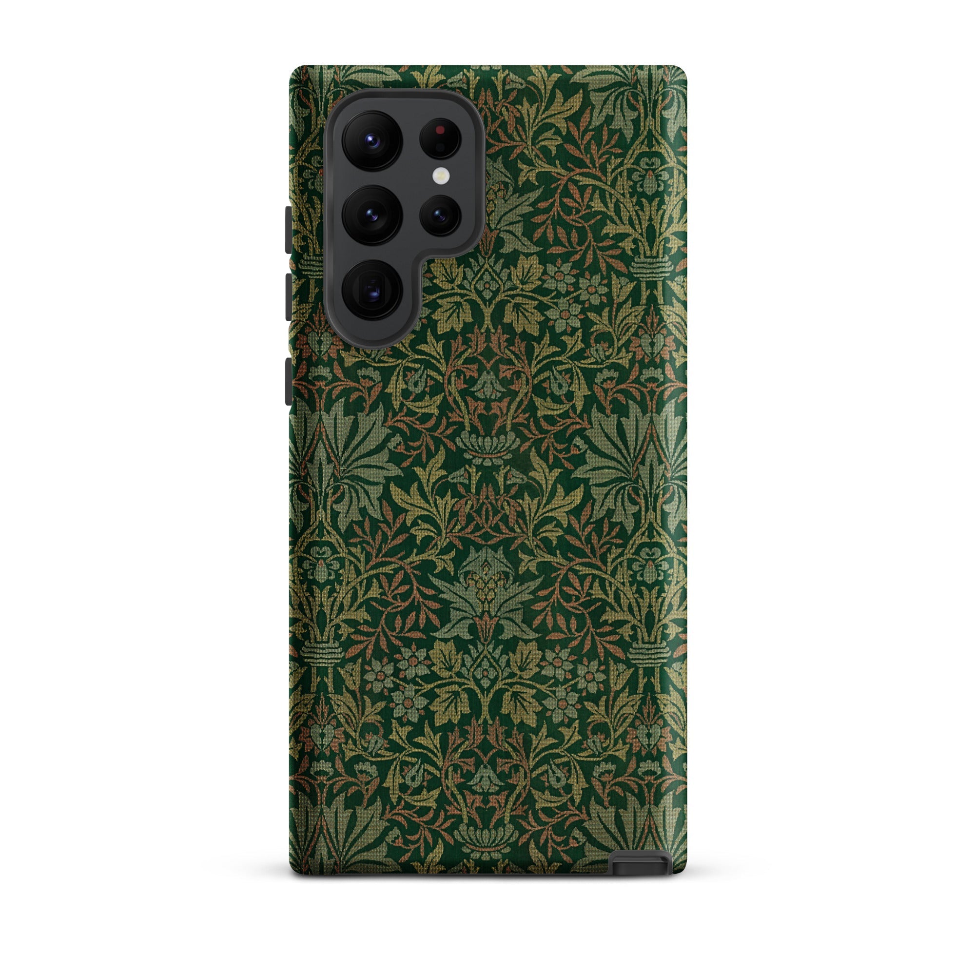 Flower Garden William Morris Pattern Samsung Case, Galaxy S22 Ultra / Matte, Dark Green Phone Case Intricate Floral Pattern