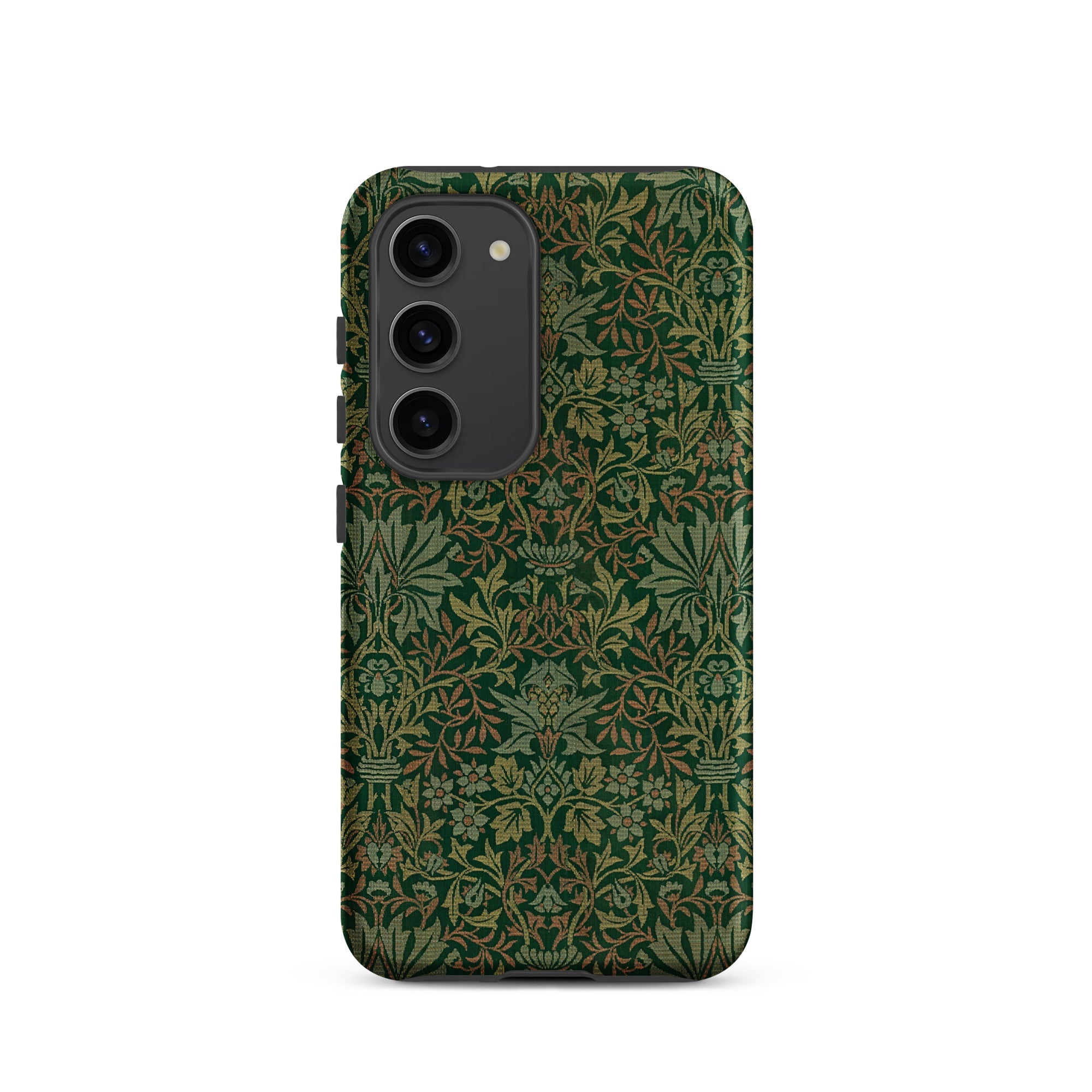 Flower Garden William Morris Pattern Samsung Case, Galaxy S23 / Matte, Smartphone Case Dark Green Intricate Floral Leaf Pattern