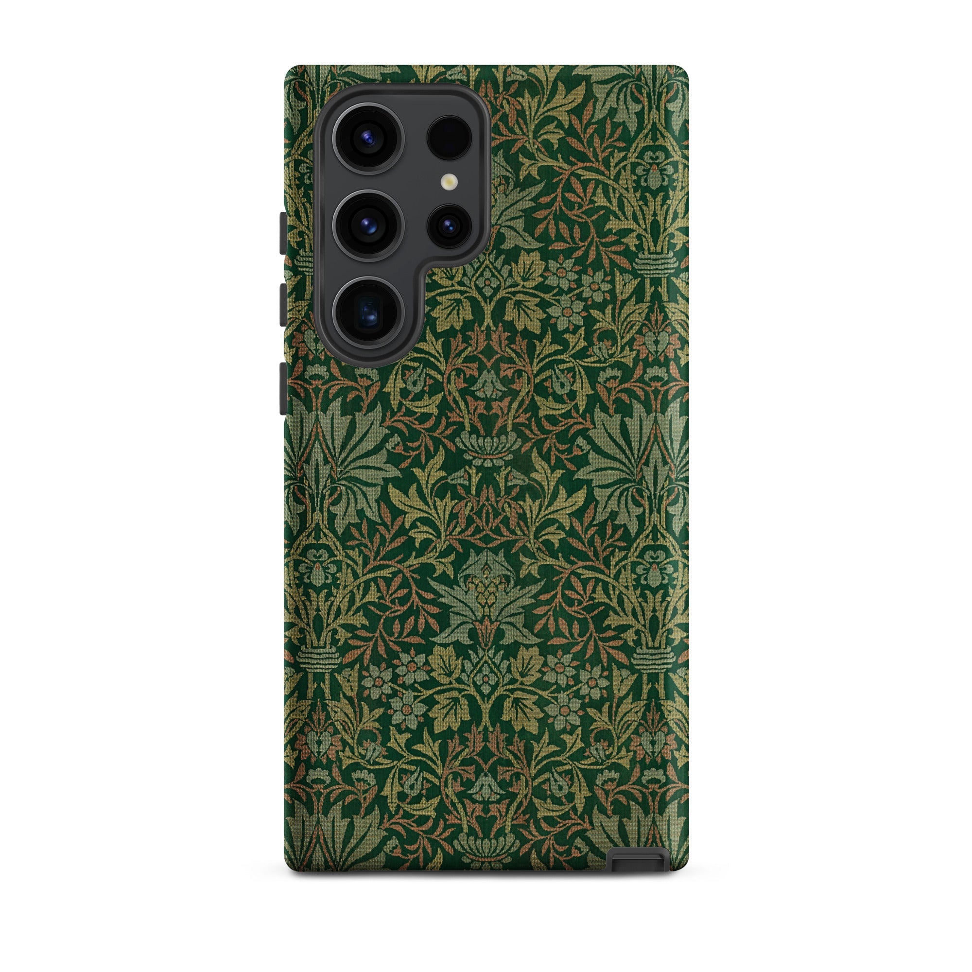 Flower Garden William Morris Pattern Samsung Case, Galaxy S23 Ultra / Matte, Dark Green Phone Case Intricate Floral Pattern
