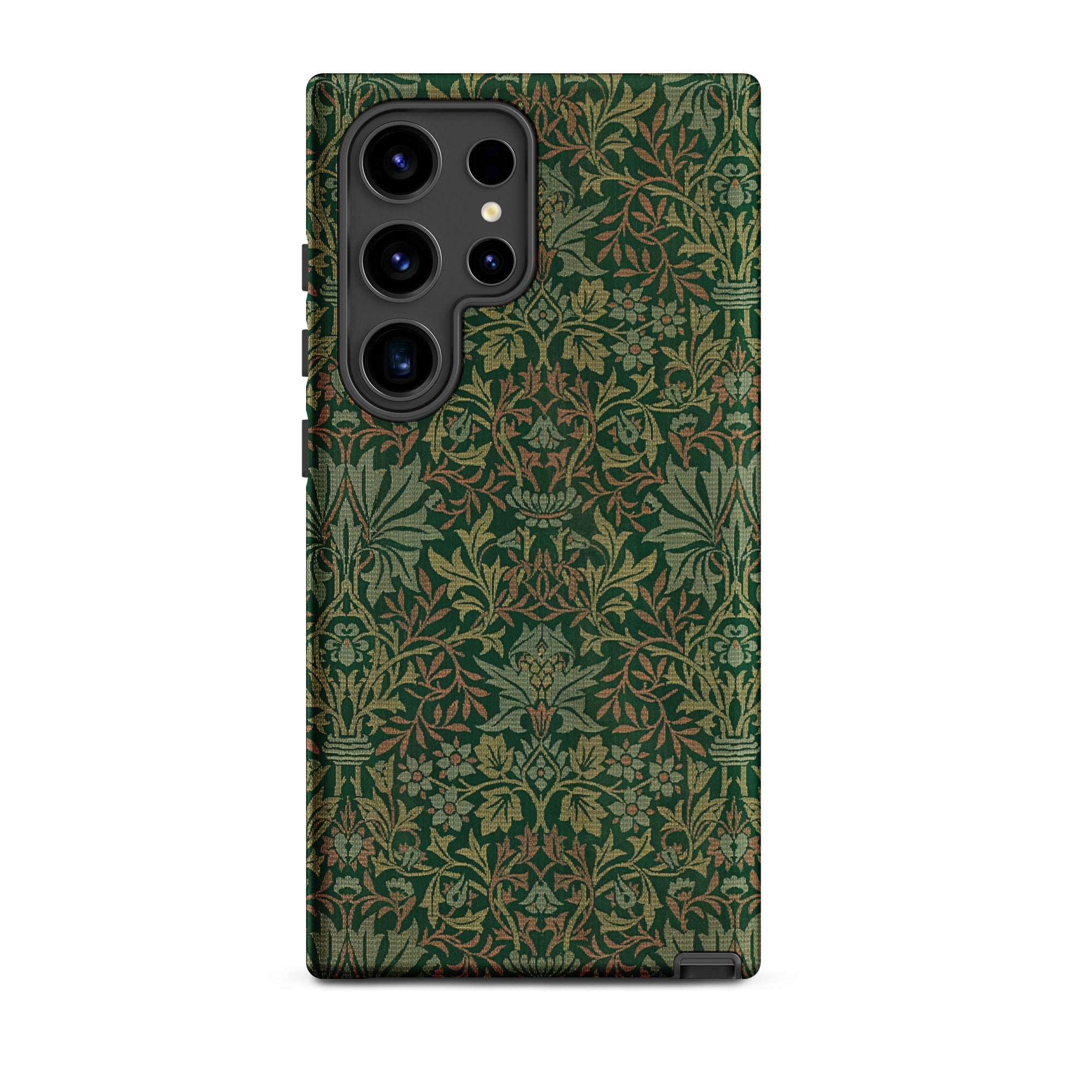 Flower Garden William Morris Pattern Samsung Case, Galaxy S24 Ultra / Matte, Smartphone Case Dark Green Intricate Botanical Pattern
