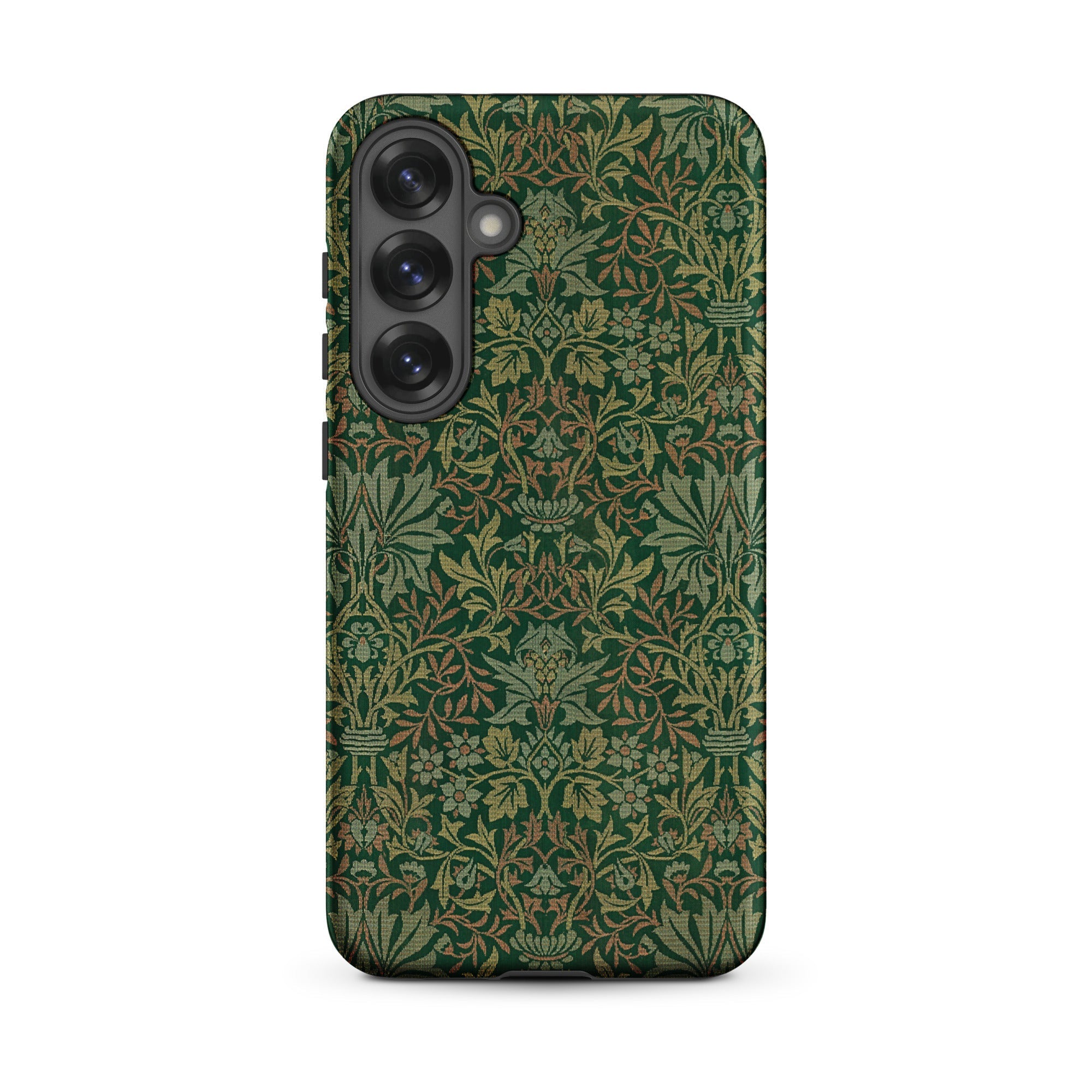 Flower Garden William Morris Pattern Samsung Case, Galaxy S25 Plus / Matte, Smartphone Case Dark Green Floral Pattern