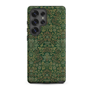 Flower Garden - William Morris Pattern Samsung Case, Galaxy S25 Ultra / Matte, Smartphone Case Dark Green Intricately Patterned Floral