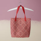 Flower Maze - Hot Pink Heavy Duty Shopping Tote - Red Handles