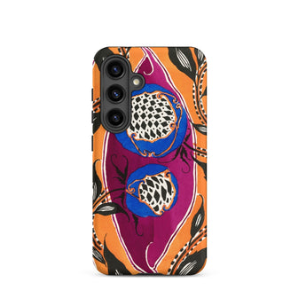 Flower Pods - E.a. Seguy Pochoir Phone Case Samsung Galaxy S24 / Matte Vibrant Orange Magenta Phone Case Bold Black Leaf Flower Pods Iphone