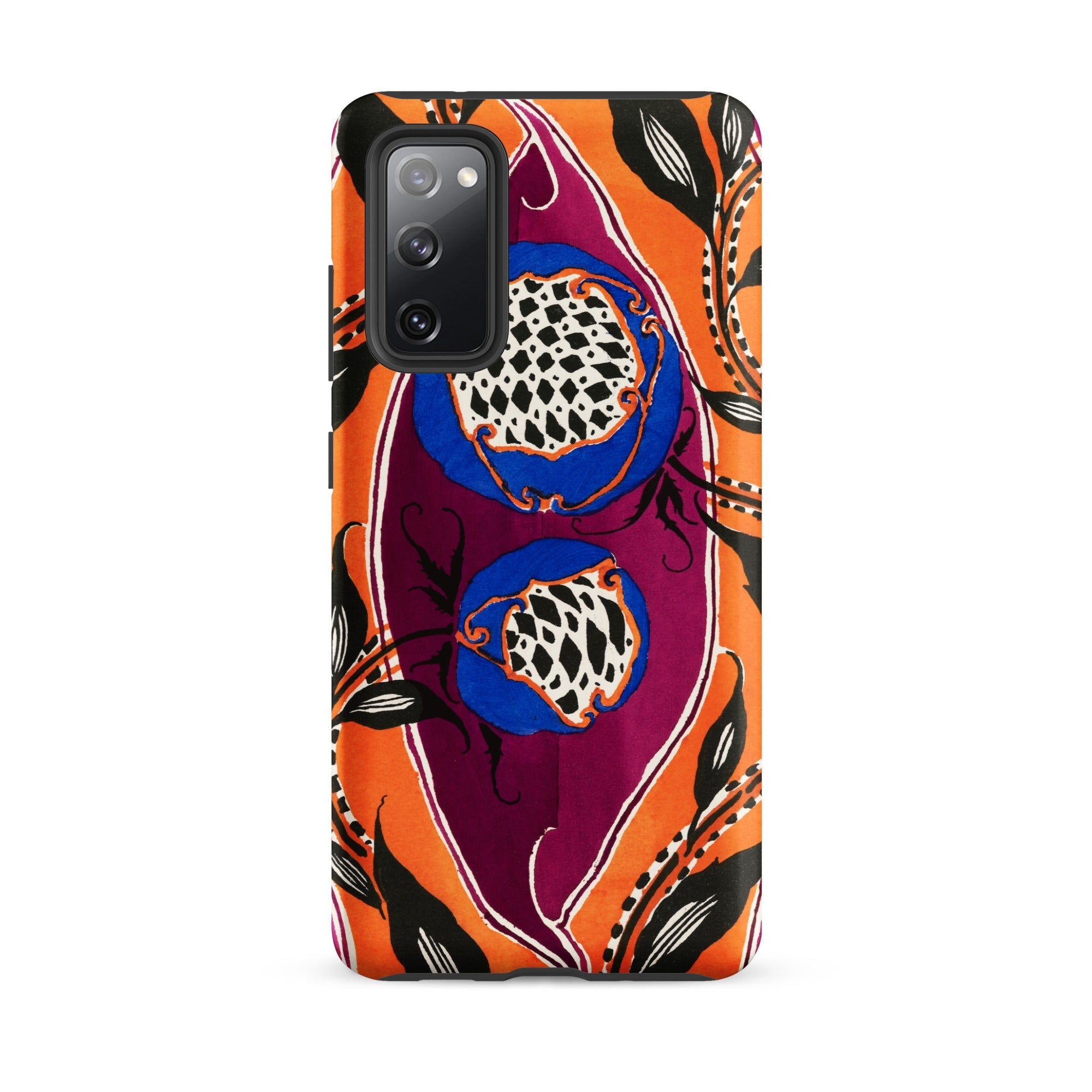 Flower Pods E.a. Seguy Pochoir Samsung Case, Galaxy S20 Fe / Matte, Smartphone Case Vibrant Floral Leaf Pattern Orange Purple