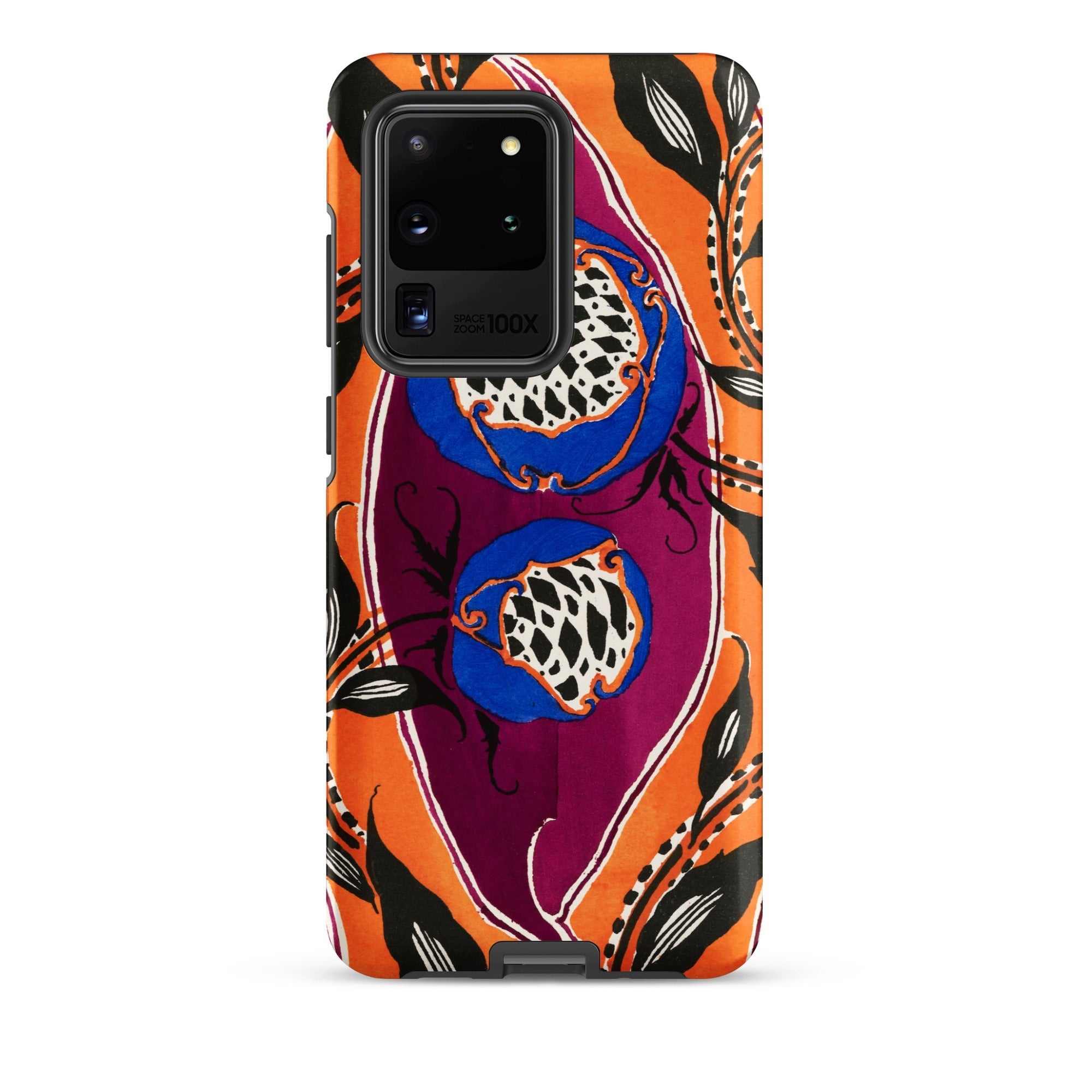 Flower Pods E.a. Seguy Pochoir Samsung Case, Galaxy S20 Ultra / Matte, Vibrant Orange Phone Case Purple Central Design Two