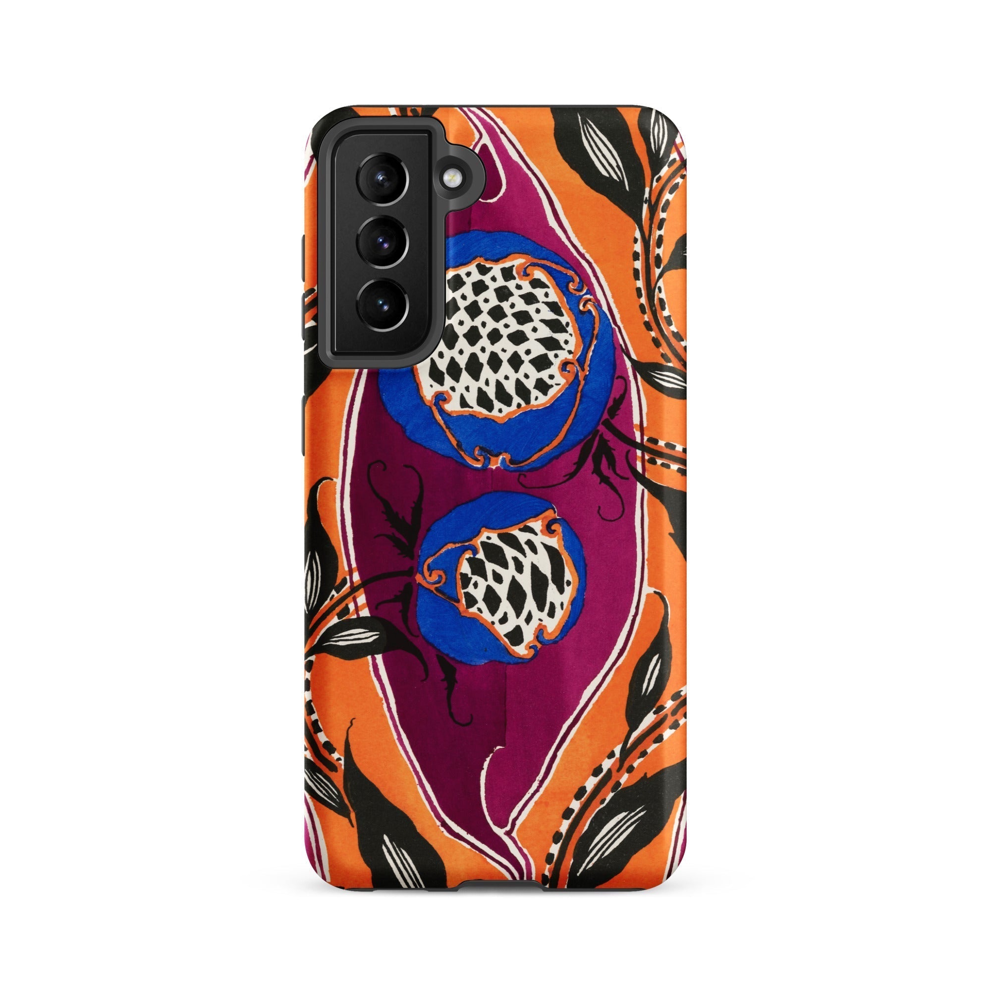 Flower Pods E.a. Seguy Pochoir Samsung Case, Galaxy S21 Fe / Matte, Phone Case Vibrant Orange Purple Blue Floral Pattern