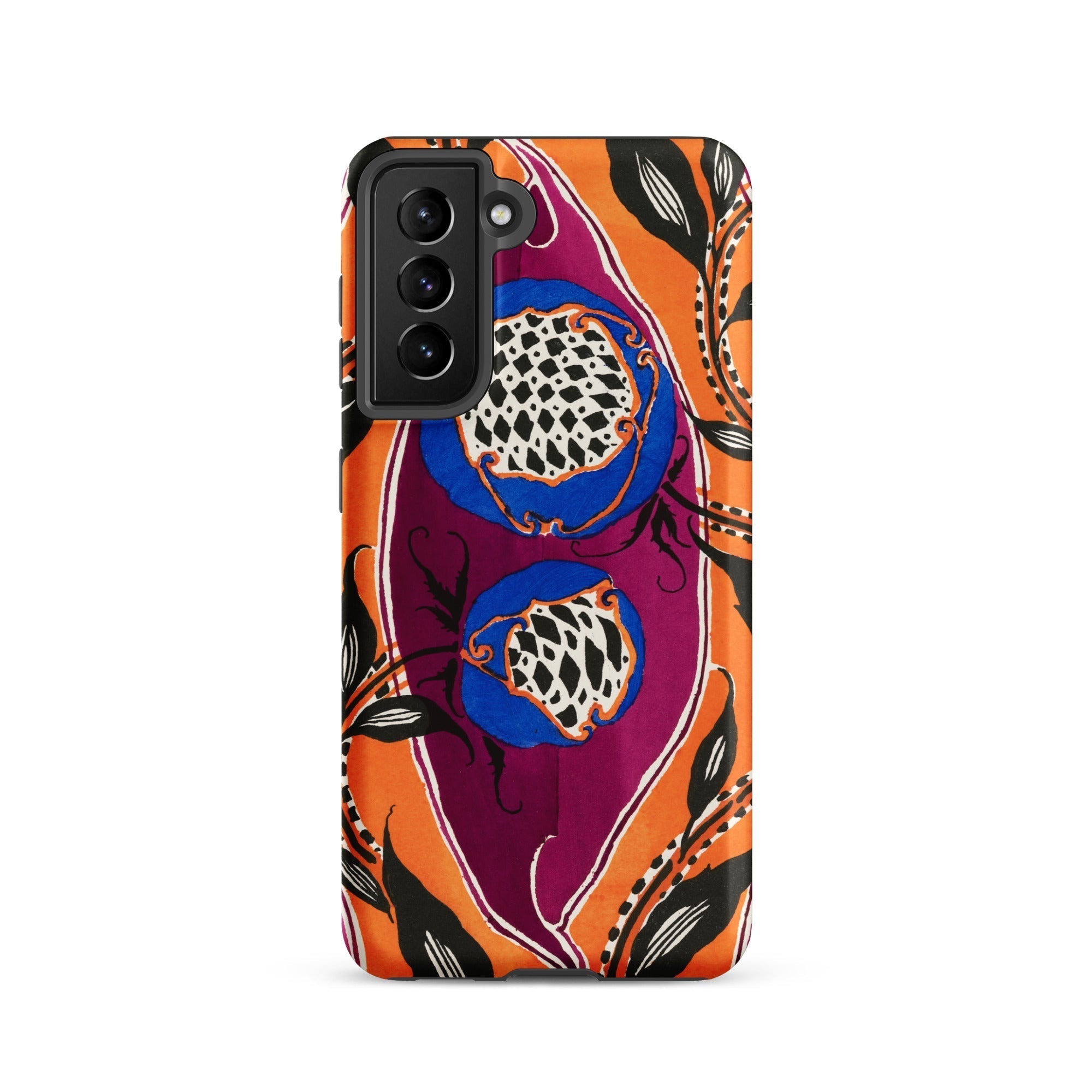 Flower Pods E.a. Seguy Pochoir Samsung Case, Galaxy S21 / Matte, Vibrant Floral Patterned Smartphone Case Orange Purple Blue Black