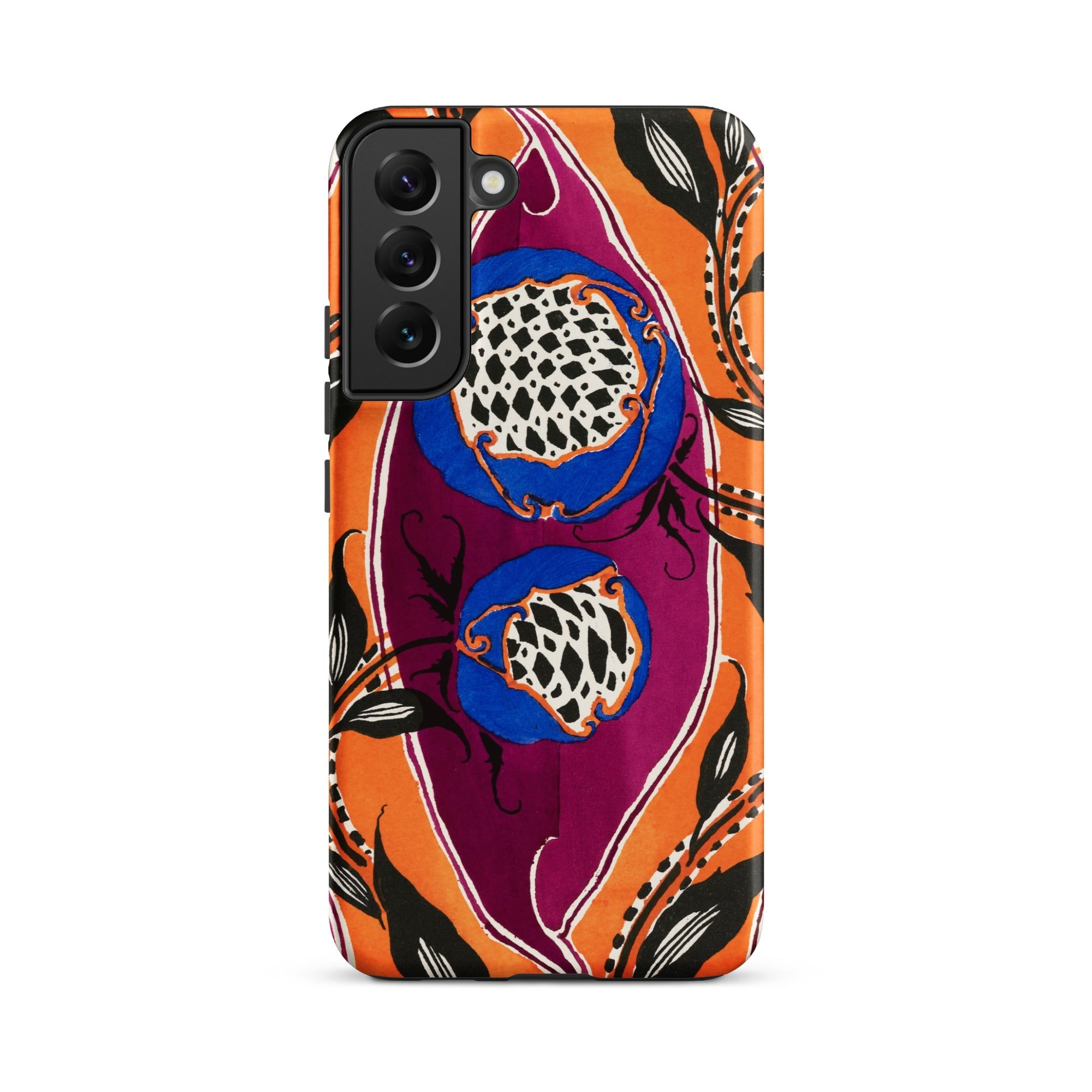 Flower Pods E.a. Seguy Pochoir Samsung Case, Galaxy S22 Plus / Matte, Smartphone Vibrant Patterned Case Abstract Floral Designs Orange