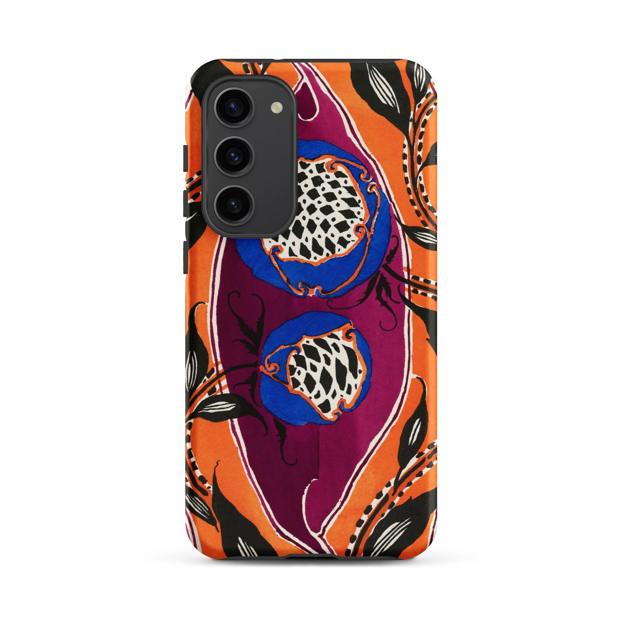 Flower Pods E.a. Seguy Pochoir Samsung Case, Galaxy S23 Plus / Matte, Smartphone Case Abstract Floral Design Orange Purple Blue