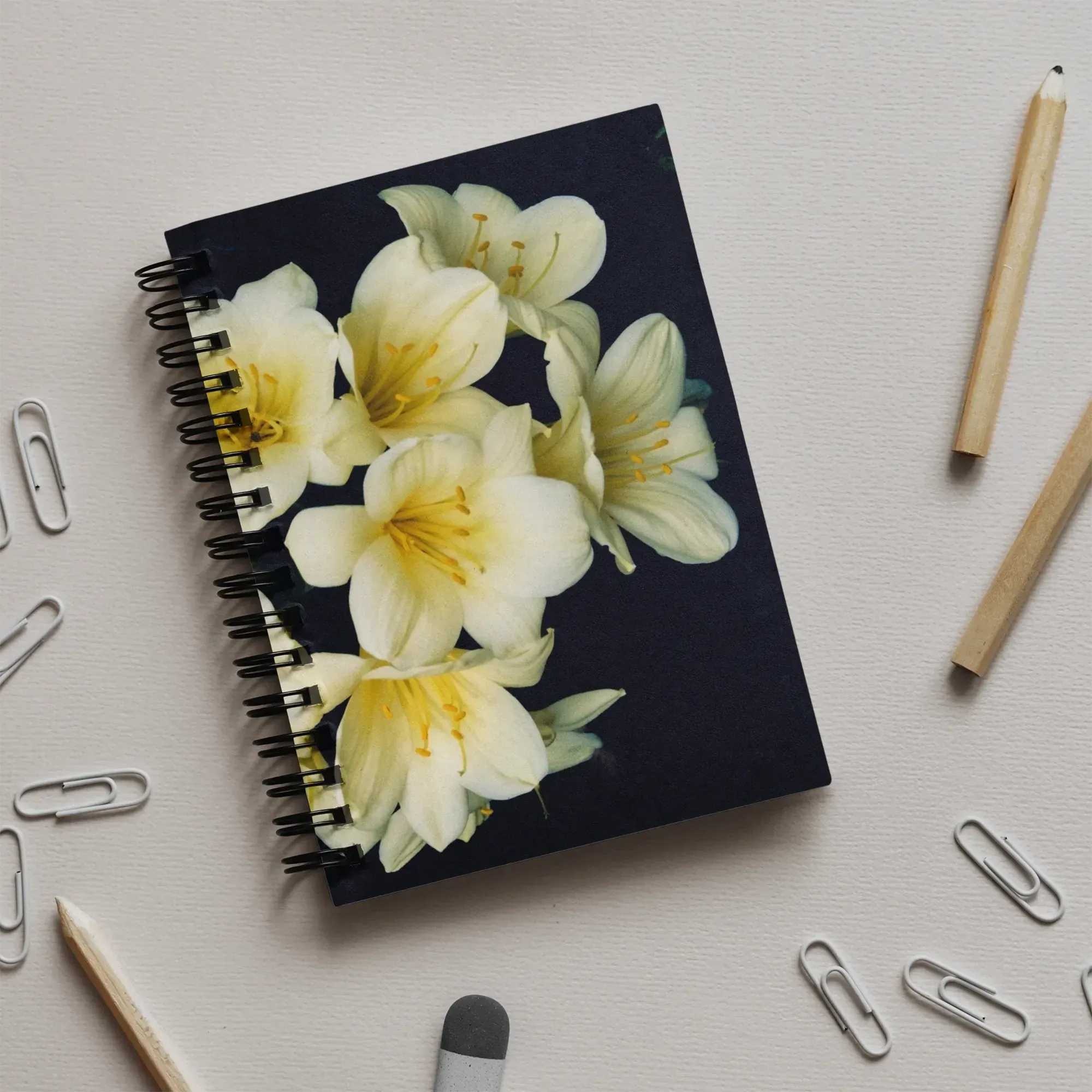 Flower Power Too Notebook - Yellow Clivia Miniata - Notebooks & Notepads - Aesthetic Art
