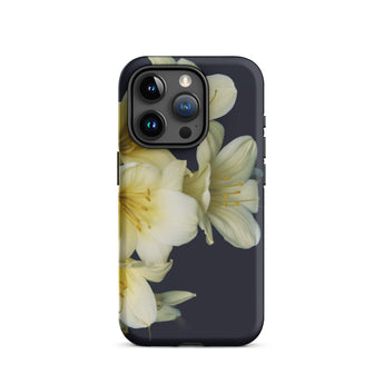 Flower Power too - Yellow Clivia Miniata Iphone Case, 15 Pro / Matte, Floral-patterned Phone Case