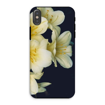 Flower Power too - Yellow Clivia Miniata Iphone Case, Xs / Matte, Phone Case Delicate White Lilies Dark Background