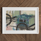 Blumenwagen - Kamisaka Sekka Holzschnitt-Kunstdruck, 30x20’’ / 76x51cm / Weißer Rahmen / 2’’ Passepartout, Poster Drucke & Visuelle Kunstwerke, Toby