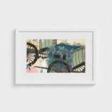 Flower Wagon - Kamisaka Sekka Woodblock Art Print / Canvas Framed Artwork Vintage Carriage Adorned Purple Wisteria Vines, Momoyogusa,