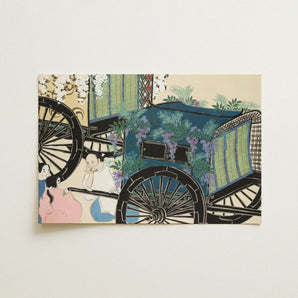 Flower Wagon - Kamisaka Sekka Woodblock Art Print / Canvas, Kamisaka Sekka, Sekka Momoyogusa Woodblock, Meiji-era Gem Blending