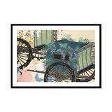 Flower Wagon - Kamisaka Sekka Woodblock Art Print, Vintage Horse-drawn Carriage Ornate Wheels Decorative
