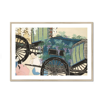 Flower Wagon - Kamisaka Sekka Woodblock Art Print, Vintage Horse-drawn Carriage Rendered Artistic Watercolor Style