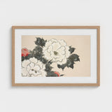 Flowers from Momoyogusa - Kamisaka Sekka Art Print / Canvas Framed Artwork Delicate Floral Illustration White Red Blossoms Sekka’s, Prints