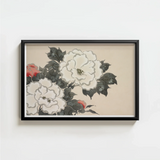 Black-framed Artwork Delicate Watercolor-style Floral Arrangement White Red Kamisaka Sekka’s Flowers, Sekka Art, Print
